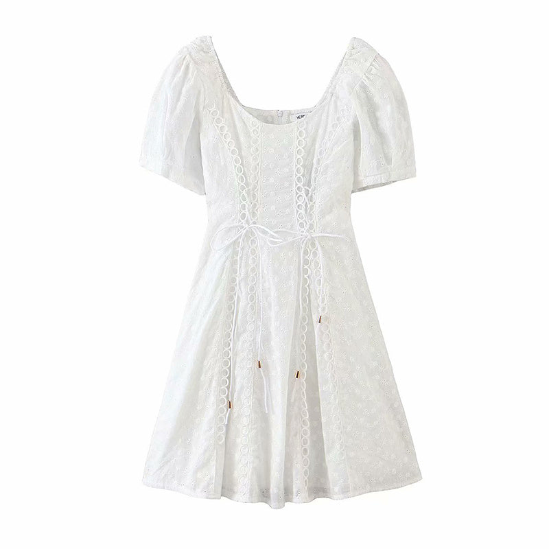 Chic Laced White Lightweight Short Sleeve Dress