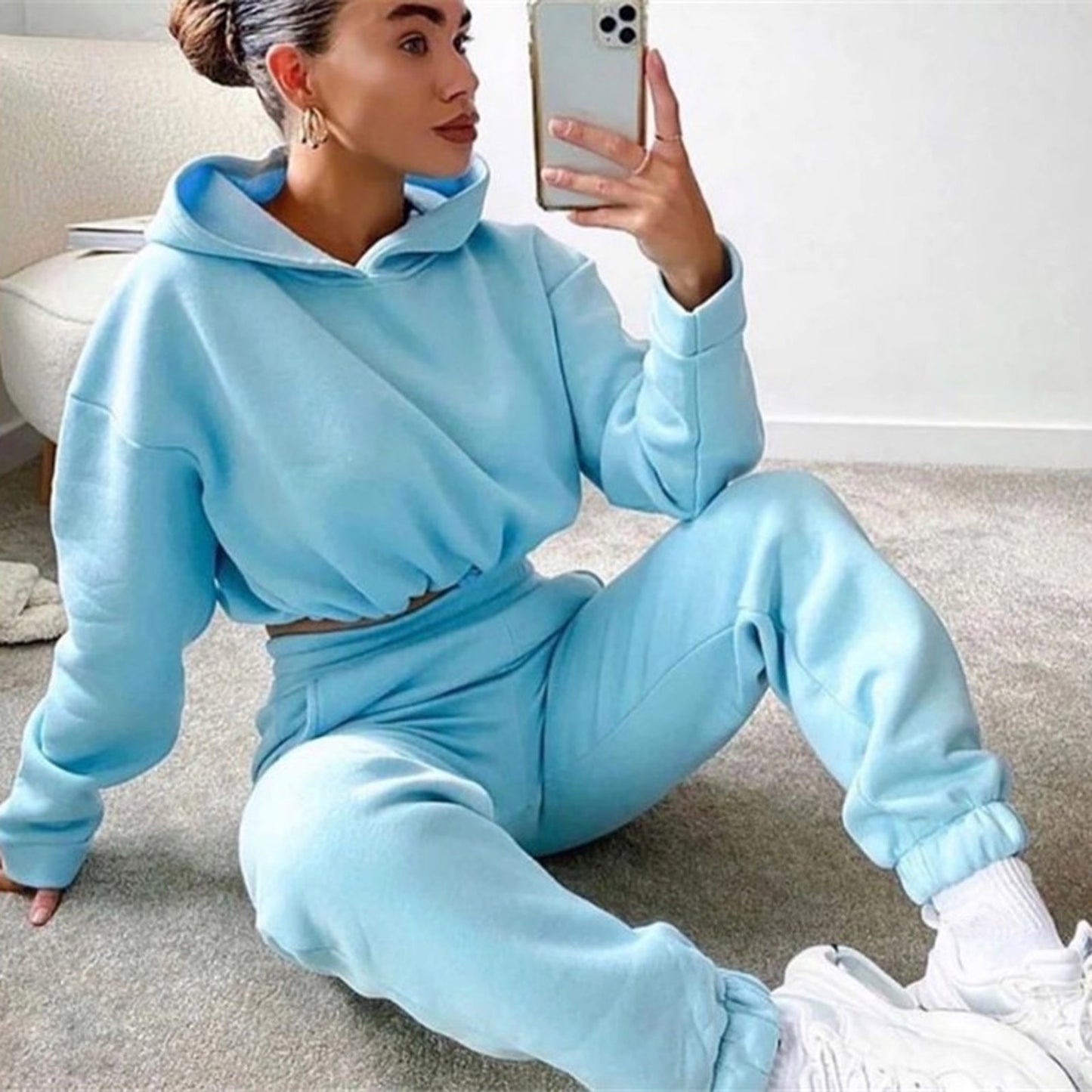 Casual Jogging Suit Women’s 2 Piece Long Sleeve Hoodie Fitness Sportswear