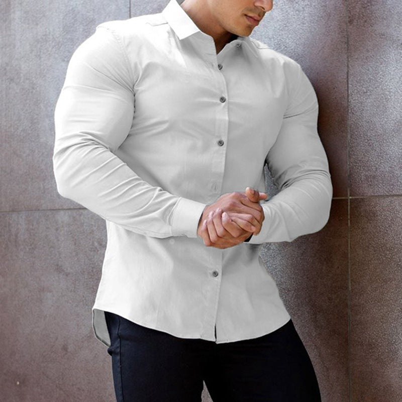 Anti-wrinkle Men's Business White Long-sleeved Shirt