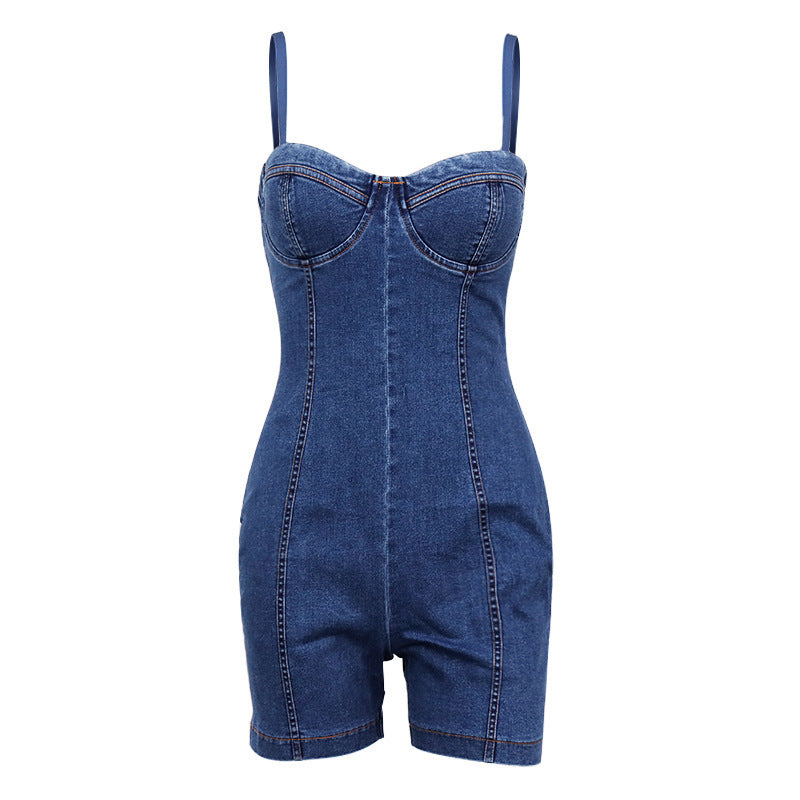 Denim NBack Tube Top Jumpsuit