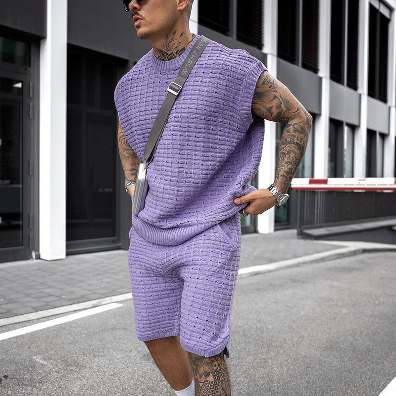 Men's Loose Trendy Short-sleeved Shirt And Shorts Two-piece Suit