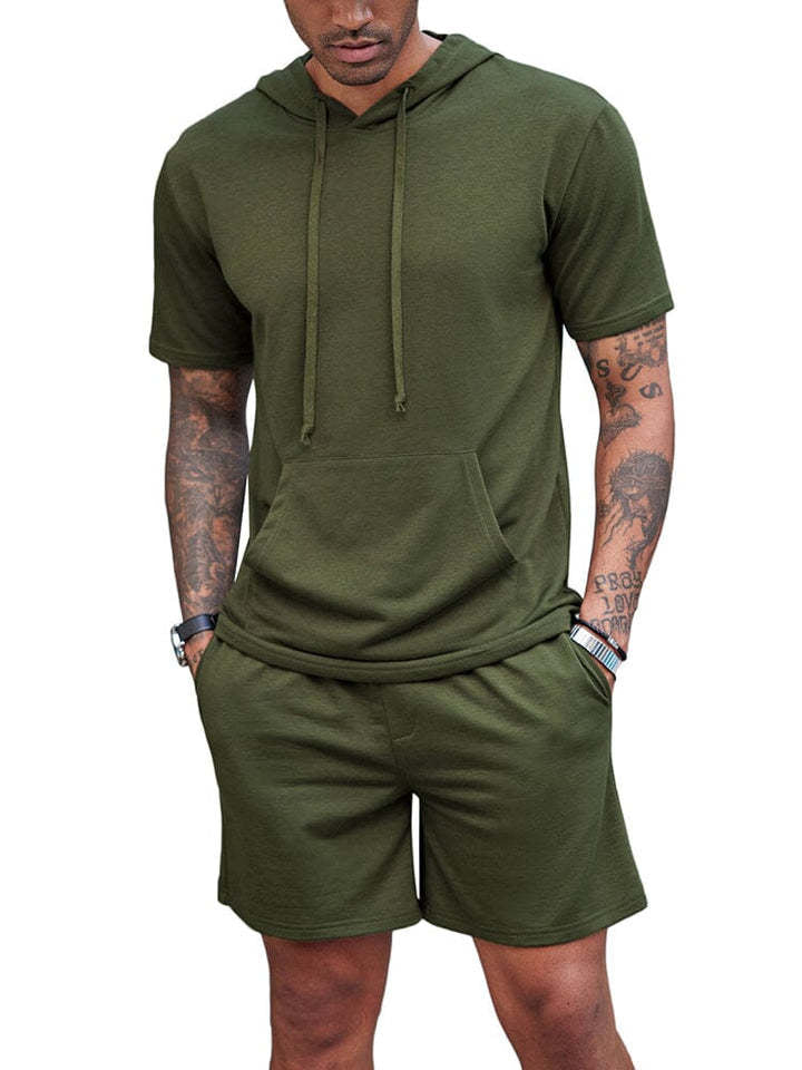 Men's Hooded T-shirt and Shorts Set