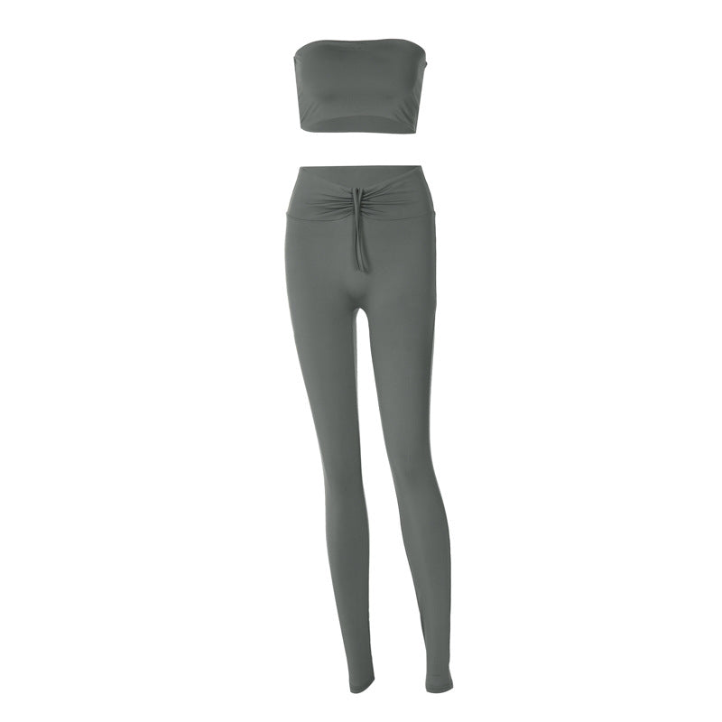 Tube-Top, Slim-Fit Tied Leggings Set