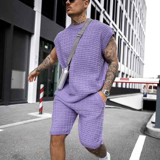 Men's Loose Trendy Short-sleeved Shirt And Shorts Two-piece Suit