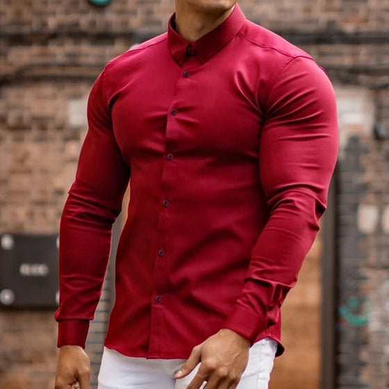 Anti-wrinkle Men's Business White Long-sleeved Shirt