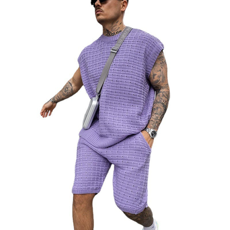 Men's Loose Trendy Short-sleeved Shirt And Shorts Two-piece Suit