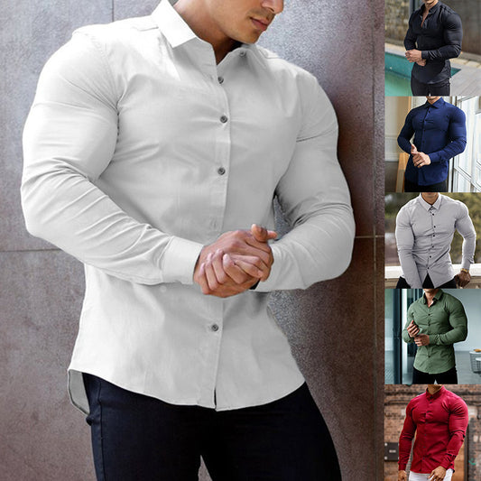 Anti-wrinkle Men's Business White Long-sleeved Shirt