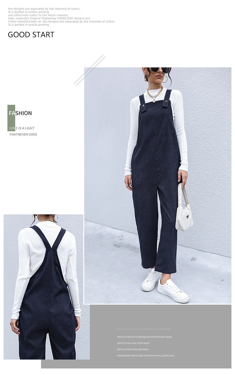 Corduroy Loose Overalls