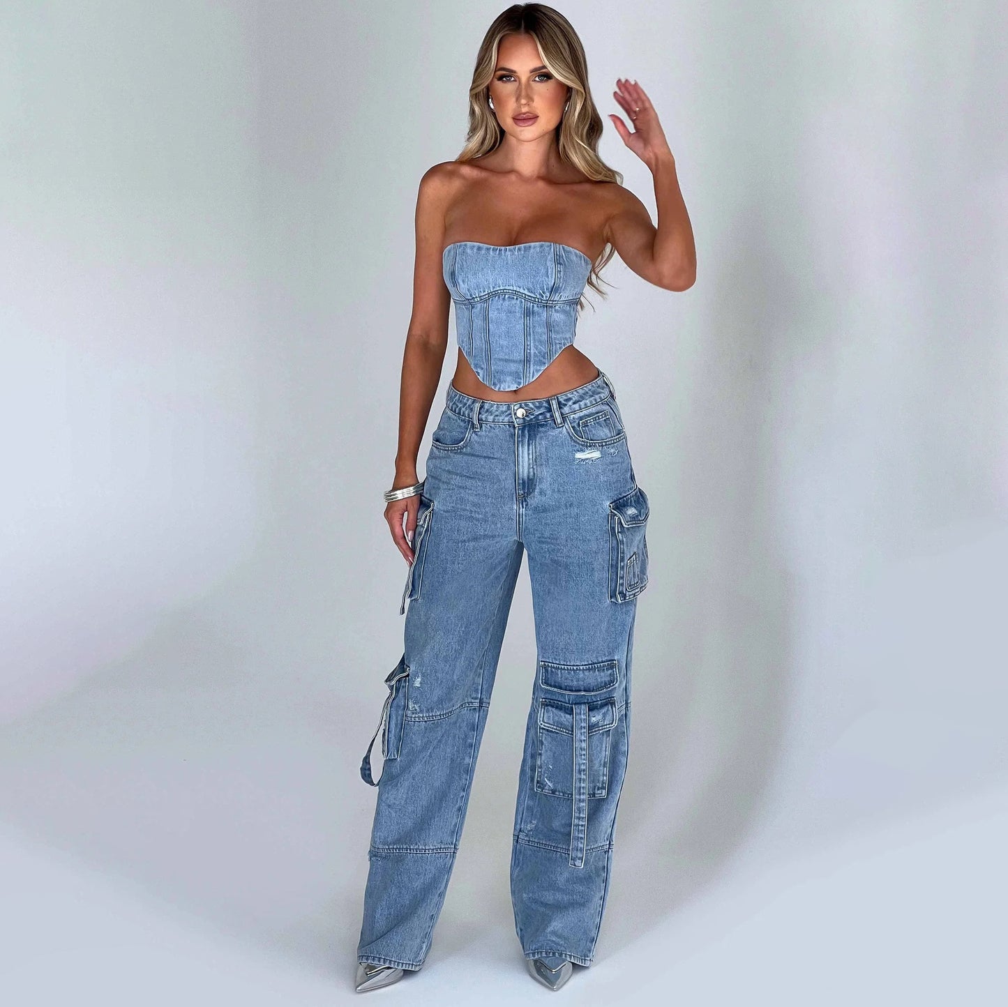 Denim Backless Tube Top